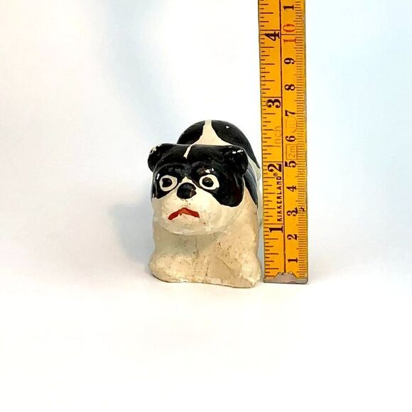 Antique Chalkware French Bulldog / Terrier Figurine β 1900s Carnival Prize Rare - Picture 5 of 11